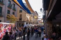 Alcala de Henares, Spain - October 09 2022. Medieval Market of Alcala de Henares, actually called the Cervantino Market, is the