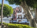 Alcala, Tenerife, Canary islands, Spain, december 20, 2021: Square with houses in traditional colonial architecture in small