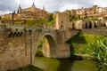 Alcantara bridge and Alcazar fortress, Toledo, Spain