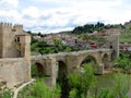 Alcantara Bridge is an arch bridge in Toledo, Spain, spanning the Tagus River. Royalty Free Stock Photo