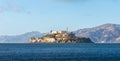 Alcatraz island over horizon of water surface, San Francisco Royalty Free Stock Photo