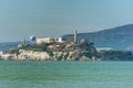 Alcatraz Island And Prison In San Francisco Bay near the Fisherman`s Wharf Pier 39  of San Francisco, California, United states Royalty Free Stock Photo