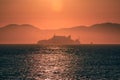 Alcatraz island prison San Francisco bay at sunset Royalty Free Stock Photo