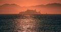 Alcatraz island prison San Francisco bay at sunset Royalty Free Stock Photo