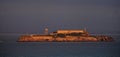 Alcatraz Island San Francisco Bay at Sunset Royalty Free Stock Photo