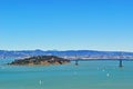 Alcatraz Island, prison, bay, San Francisco, California, United States of America, Usa, sunset, Pacific Ocean, Golden Gate, bridge Royalty Free Stock Photo