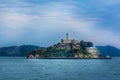 Alcatraz Island on sunny San Francisco Bay