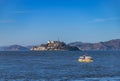 Alcatraz Island and Water Taxi Royalty Free Stock Photo