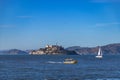 Alcatraz Island and Water Taxi Royalty Free Stock Photo