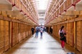 Alcatraz Prison B Block Prisoners cell area and some tourist and visitors inside the cellhouse building, San Francisco California Royalty Free Stock Photo