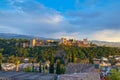 The Alhambra perched above the city of Granada, Spain