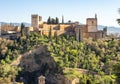 Alcazaba fortress of Alhambra complex at sunset, Granada, Spain Royalty Free Stock Photo