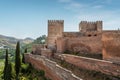 Alcazaba Fortress with Torre del Homenaje (Castle Keep) at Alhambra - Granada, Andalusia, Spain Royalty Free Stock Photo