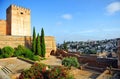 Alcazaba and neighborhood of Albaicin, Alhambra palace in Granada, Spain Royalty Free Stock Photo