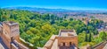 Alcazaba ramparts and old Granada from the top, Spain Royalty Free Stock Photo