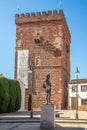 Grand Prior tower with Cervantes monument in Alcazar de San Juan - Spain