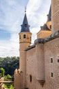 Alcazar of Segovia, Spain, facade and tower view, Spanish Gothic architecture watchtower.