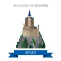 Alcazar of Segovia Spain flat vector attraction sight landmark