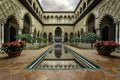 Alcazar of Seville, a world heritage tourist attraction. Palaces and gardens in an idyllic setting of spectacular beauty