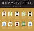 Alccohol wine list template for bar or restaurant menu design vector illustration. Creative artistic top brand Royalty Free Stock Photo