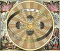 alchemical astrological illustration of the planisphere by andreas cellarius from the work harmonia macrocosmica Royalty Free Stock Photo