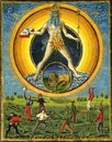 Alchemical illustration of the sun king taken from the Italian manuscript de sphaera Royalty Free Stock Photo