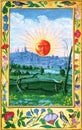 Alchemical illustration of the sun by s.trismosin taken from the opera splendor solis