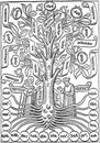 Alchemical illustration of a tree-shaped diagram taken from the arbor scientiae by raimondo lullo