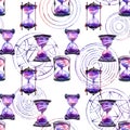 Alchemical sand hourglass and transmutation circles pattern