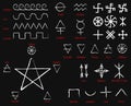 Alchemical Signs. Slavic amulets symbols. Solar symbols. Swastika. Thunderous sign. Kolovrat and Crosses. Mega Set. Vector illustr Royalty Free Stock Photo