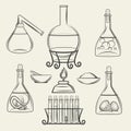 Alchemical vessels or vintage lab equipment Royalty Free Stock Photo