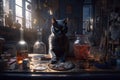 alchemy cat, ai generative Royalty Free Stock Photo