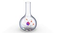 Alchemy flask with an atom inside, 3d illustration Royalty Free Stock Photo
