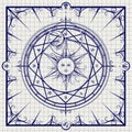 Alchemy magic circle on notebook background Royalty Free Stock Photo