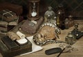 Alchemy still life with Royal Python Royalty Free Stock Photo