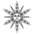 Alchemy Symbol of Sun - Vector Illustration Stylized as Engraving