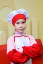 Alchevsk, Ukraine - January 21, 2018: child in the shape of a chef posing