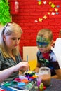 Alchevsk, Ukraine - July 27, 2017: Children`s body painting