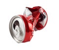 empty crumpled aluminum can from Coca-Cola Royalty Free Stock Photo