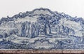 ALCOBACA, PORTUGAL - Azulejos depicting a religious scene in the Mosteiro de Santa Maria de Alcobaca Royalty Free Stock Photo