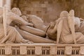 Alcobaca, Portugal - July 17, 2017: Gothic Tomb of Queen Ines de Castro with recumbent effigy and angels. Monastery of Santa Maria