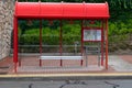 ALCOBENDAS- AUTONOMOUS COMMUNITY OF MADRID-SPAIN-BUS STOP-TRANSPORTATION Royalty Free Stock Photo