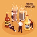 Alcohol Abuse Isometric Illustration