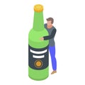 Alcohol addiction icon, isometric style