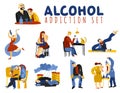 Alcohol Addiction Icons Set Royalty Free Stock Photo