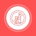 Alcohol allergy color button icon. Healthy lifestyle.