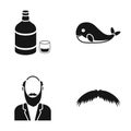 Alcohol, animal and or web icon in black style.old age, barber icons in set collection.