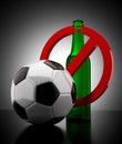 Alcohol Ban Beer Not Allowed Concept with Soccer Ball - 3D Illustration Royalty Free Stock Photo