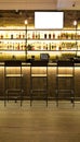 Alcohol bar with chair and blank white screen