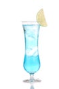 Alcohol blue margarita cocktail or blue hawaian Iced tea with li Royalty Free Stock Photo